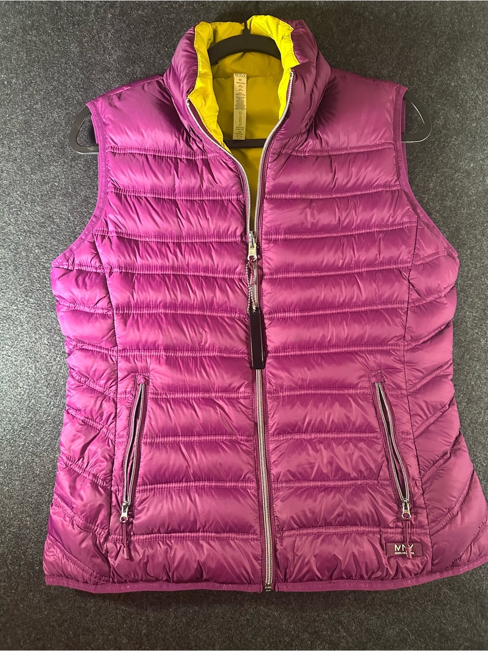 Marc New York Performance Women's M Puffer Vest W/ Hood Plum Quilted Packable
